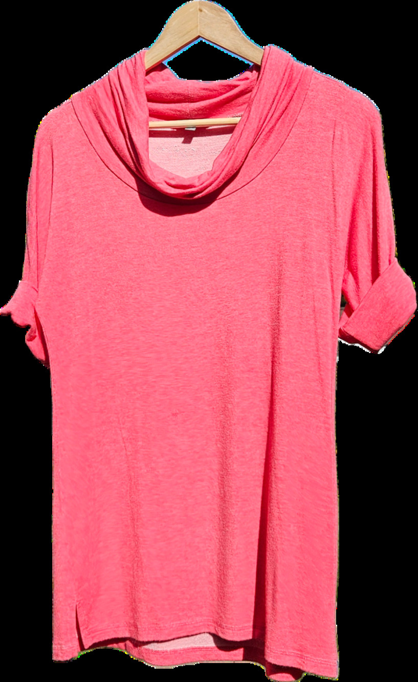 T by Talbots Womens S Coral Cowl Neck Top Rayon Spandex VN5111